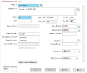 Requisition – Adding Line Items – Directline Knowledgebase